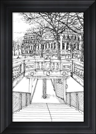 Framed B&amp;W City Scene VI Print