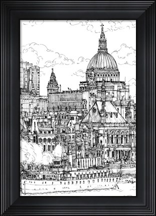 Framed B&amp;W City Scene X Print