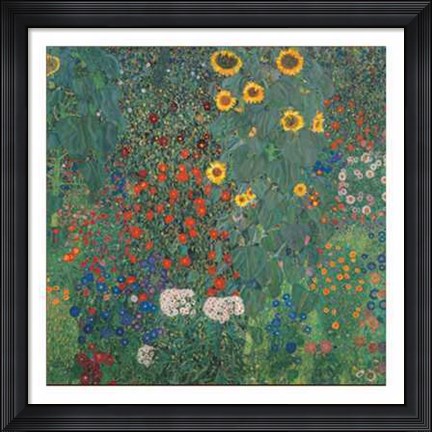 Framed Garden with Sunflowers Print