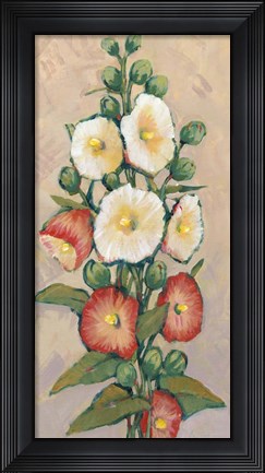 Framed Red Hollyhocks I Print