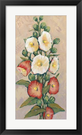 Framed Red Hollyhocks I Print