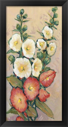 Framed Red Hollyhocks II Print