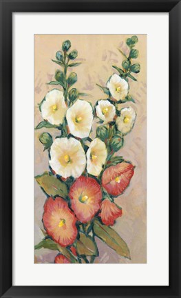 Framed Red Hollyhocks II Print