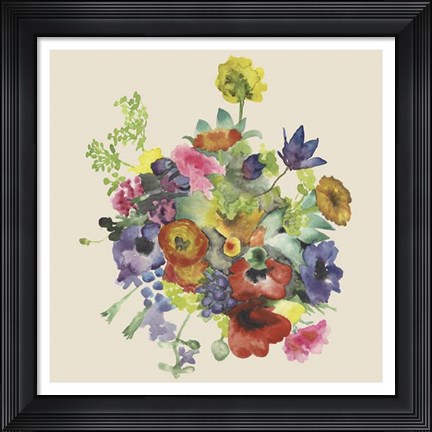 Framed Watercolor Floral Spray I Print