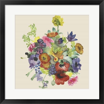 Framed Watercolor Floral Spray I Print