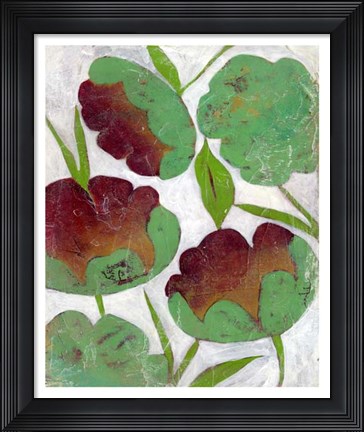 Framed Verdigris Blooms II Print