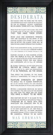 Framed Desiderata Bus Roll Blue Pattern Print