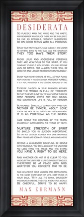 Framed Desiderata Bus Roll Red Pattern Print