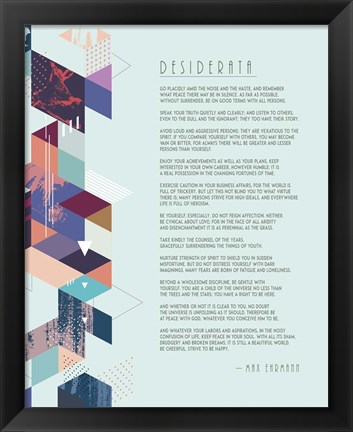 Framed Desiderata Abstract Geometric Background Print