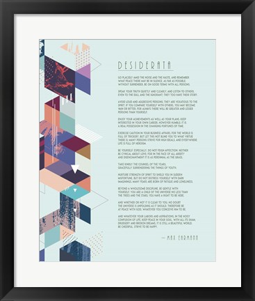 Framed Desiderata Abstract Geometric Background Print