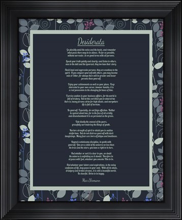 Framed Desiderata Leaf Pattern Frame Dark Print