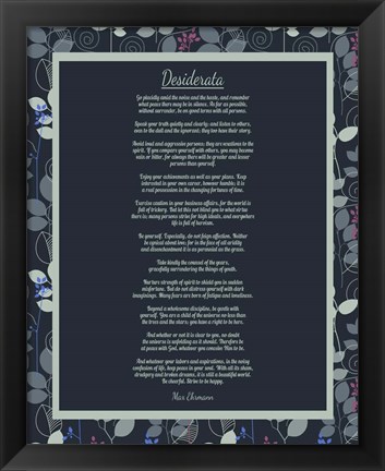 Framed Desiderata Leaf Pattern Frame Dark Print