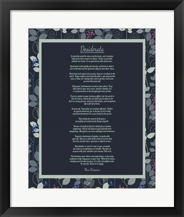 Framed Desiderata Leaf Pattern Frame Dark Print