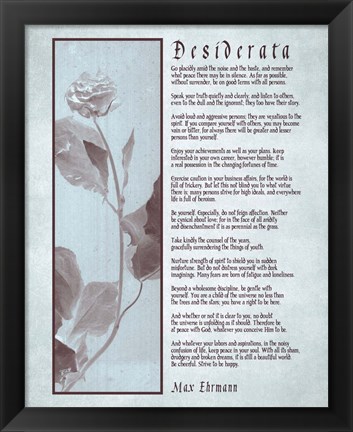 Framed Desiderata Brown Daguerreotype Print