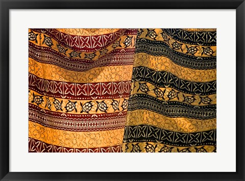Framed Fiji, Yasawa Islands Colorful fabrics with prints Print