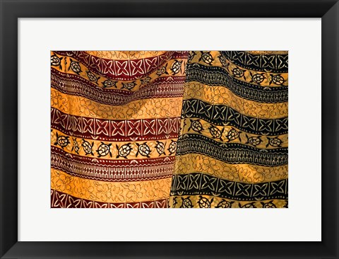 Framed Fiji, Yasawa Islands Colorful fabrics with prints Print