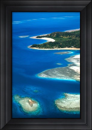 Framed Aerial of Maolo Island, Mamanuca Islands, Fiji Print