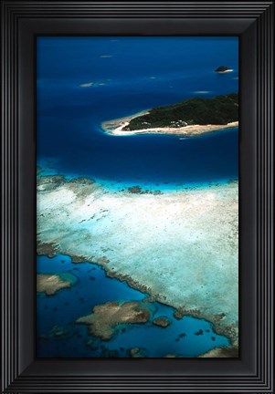 Framed Aerial of Castaway Island, Mamanuca Islands, Fiji Print