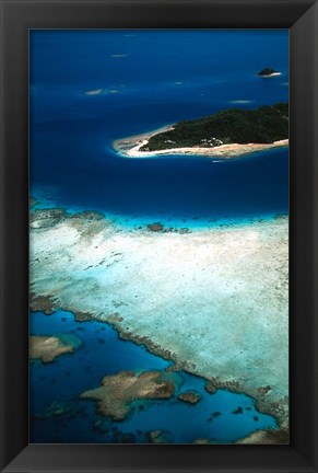 Framed Aerial of Castaway Island, Mamanuca Islands, Fiji Print