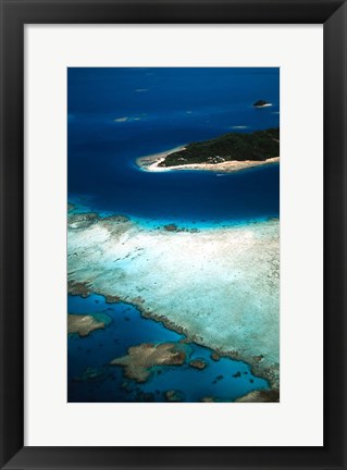 Framed Aerial of Castaway Island, Mamanuca Islands, Fiji Print