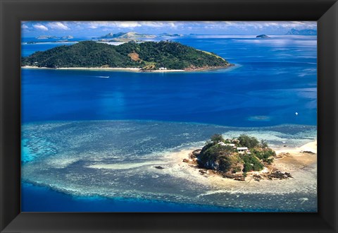 Framed Wading Island and Castaway Island, Fiji Print