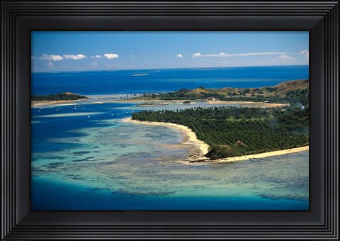 Framed Aerial View of Malolo Lailai Island, Mamanuca Islands, Fiji Print