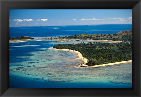 Framed Aerial View of Malolo Lailai Island, Mamanuca Islands, Fiji Print