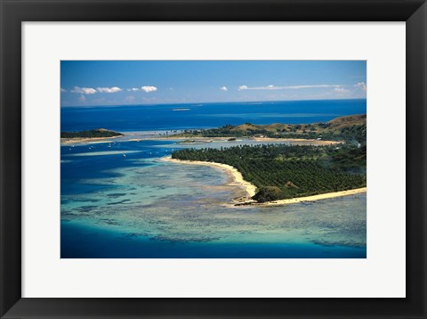 Framed Aerial View of Malolo Lailai Island, Mamanuca Islands, Fiji Print