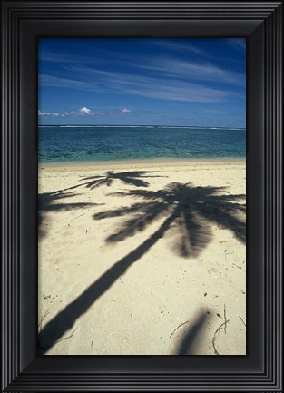 Framed Shadow of Palm Trees on Beach, Coral Coast, Fiji Print