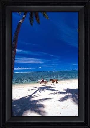 Framed Palm Trees and Horses, Tambua Sands, Coral Coast, Fiji Print