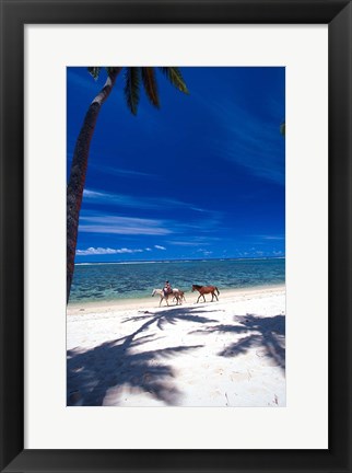 Framed Palm Trees and Horses, Tambua Sands, Coral Coast, Fiji Print