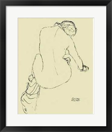 Framed Seated Female Nude Study Print
