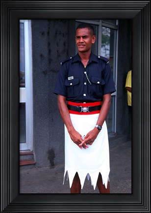Framed Police Officer, Sigatoka, Fiji Print