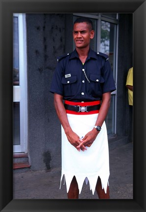 Framed Police Officer, Sigatoka, Fiji Print