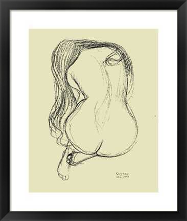 Framed Seated Nude Woman Study Print
