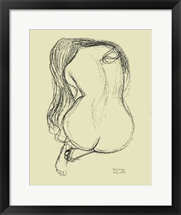 Framed Seated Nude Woman Study Print