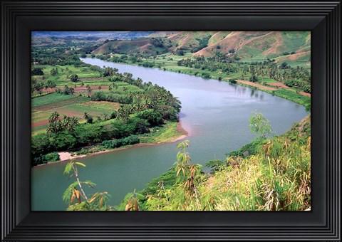 Framed Sigatoka River Seen From Tavuni Hill Fort, Coral Coast, Viti Levu, Fiji Print