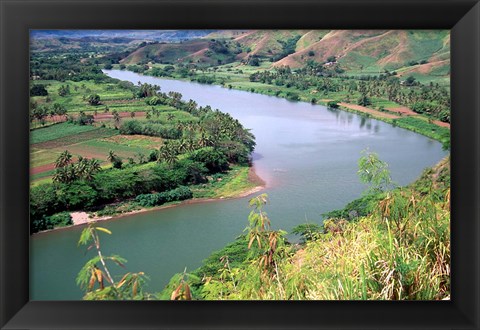Framed Sigatoka River Seen From Tavuni Hill Fort, Coral Coast, Viti Levu, Fiji Print