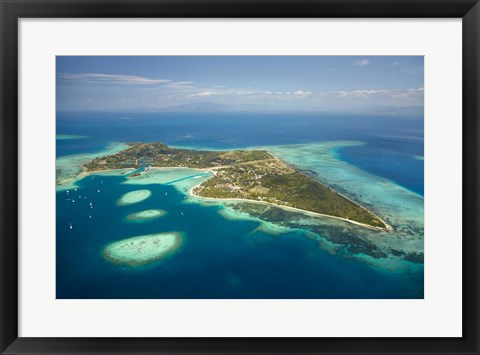 Framed Coral reef and Malolo Lailai Island, Mamanuca Islands, Fiji Print