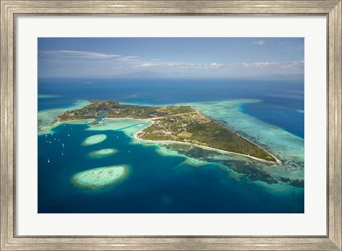Framed Coral reef and Malolo Lailai Island, Mamanuca Islands, Fiji Print