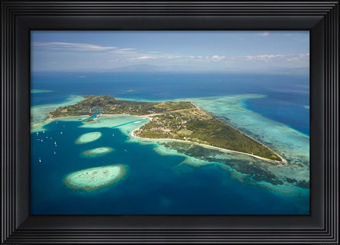 Framed Coral reef and Malolo Lailai Island, Mamanuca Islands, Fiji Print