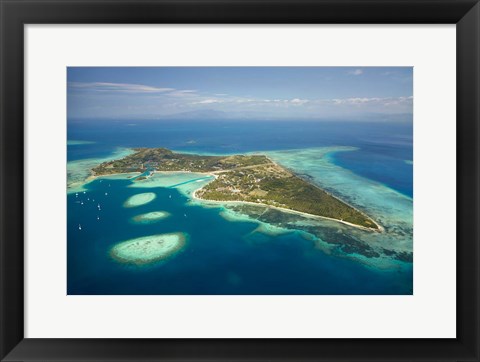 Framed Coral reef and Malolo Lailai Island, Mamanuca Islands, Fiji Print