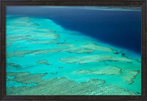 Framed Malolo Barrier Reef and Malolo Island, Mamanuca Islands, Fiji Print