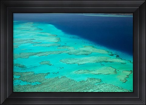 Framed Malolo Barrier Reef and Malolo Island, Mamanuca Islands, Fiji Print