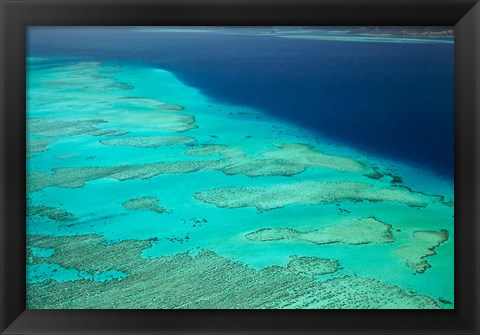 Framed Malolo Barrier Reef and Malolo Island, Mamanuca Islands, Fiji Print