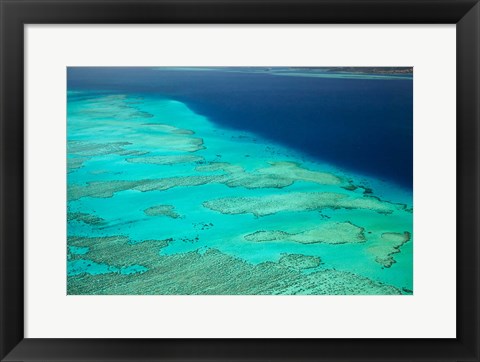 Framed Malolo Barrier Reef and Malolo Island, Mamanuca Islands, Fiji Print