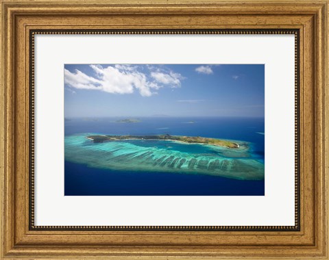 Framed Mana Island and coral reef, Mamanuca Islands, Fiji Print