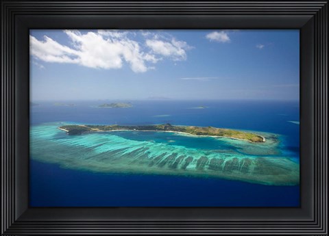 Framed Mana Island and coral reef, Mamanuca Islands, Fiji Print