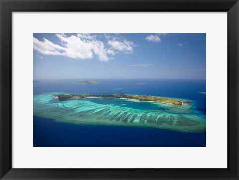 Framed Mana Island and coral reef, Mamanuca Islands, Fiji Print