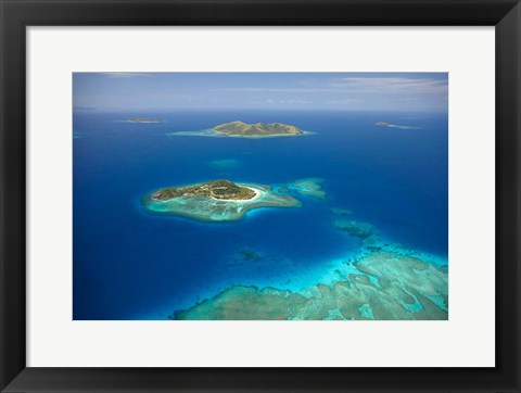 Framed Matamanoa Island and coral reef, Mamanuca Islands, Fiji Print